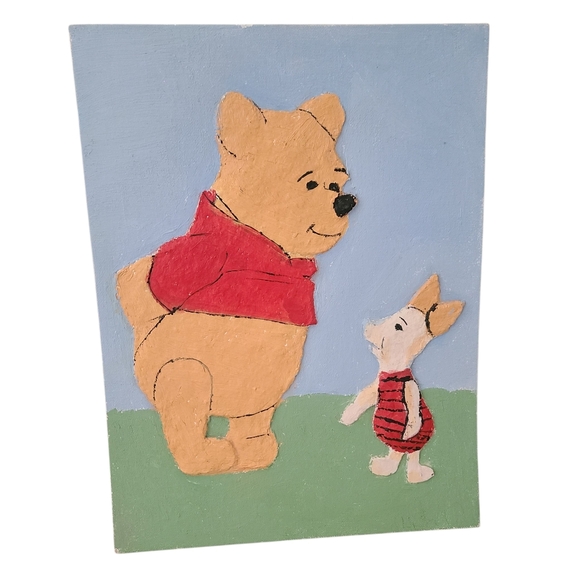 vintage 1974 one of a kind winnie the  pooh collage 9" X 12" - Picture 1 of 3